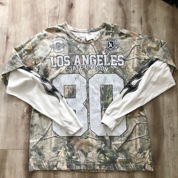 Camo, Mens, Pullover, Long Sleeve, Shirt, Los Angeles, State Division, Lrg, NEW - Picture 6 of 12